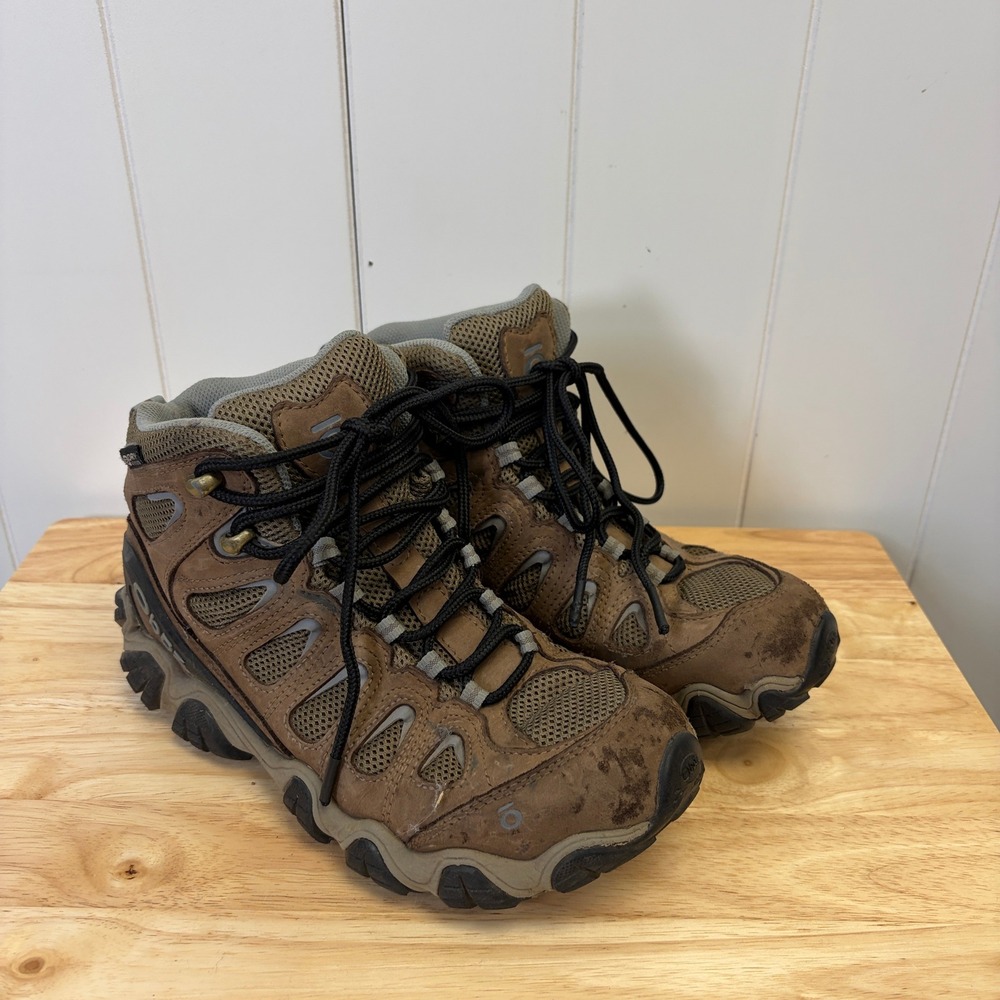 Oboz Sawtooth II Mid B-DRY Leather Hiking Boots Women Size 8.5 Brown Waterproof